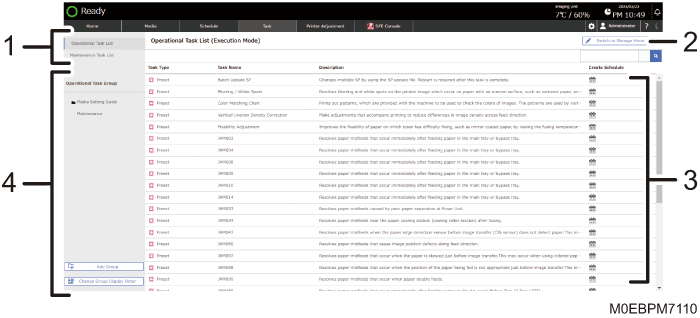 Operation panel screen illustration numbered callout illustration