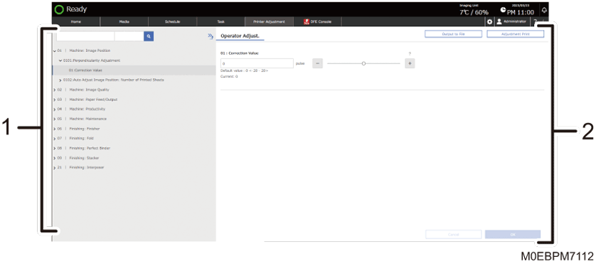 Operation panel screen illustration numbered callout illustration