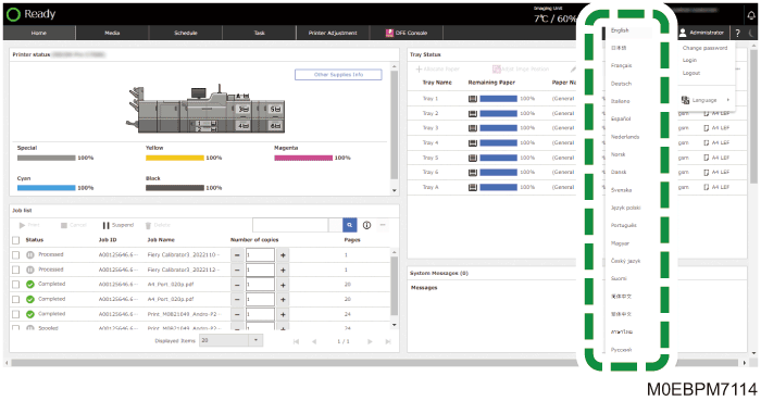 Operation panel screen illustration