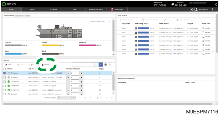 Operation panel screen illustration