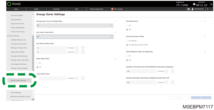 Operation panel screen illustration