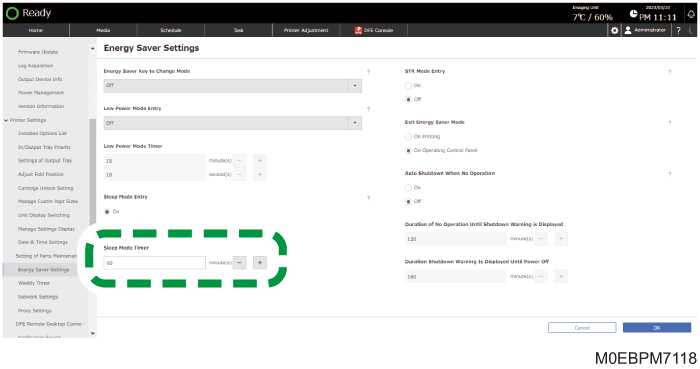 Operation panel screen illustration