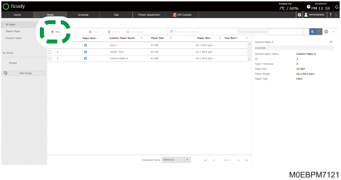 Operation panel screen illustration