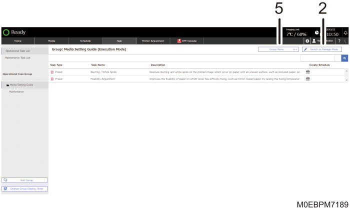 Operation panel screen illustration numbered callout illustration