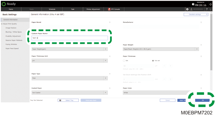 Operation panel screen illustration