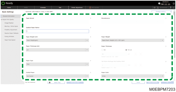 Operation panel screen illustration