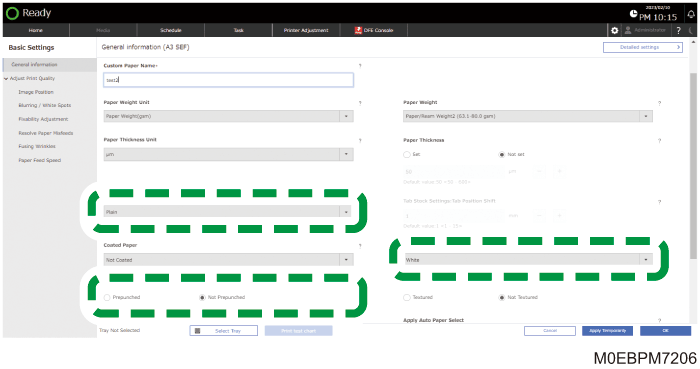 Operation panel screen illustration