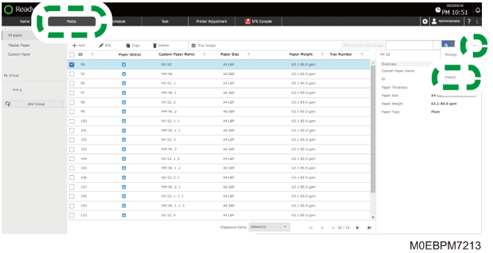 Operation panel screen illustration
