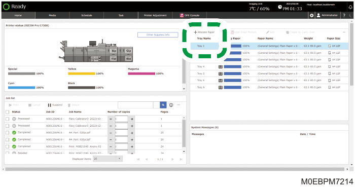 Operation panel screen illustration