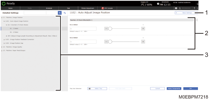 Operation panel screen illustration