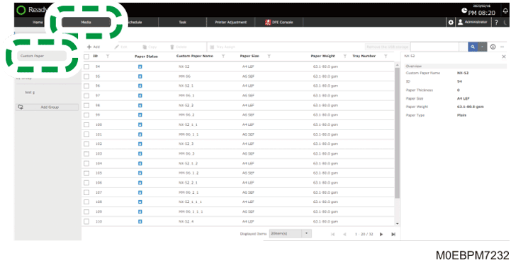 Operation panel screen illustration