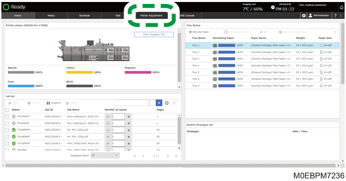 Operation panel screen illustration