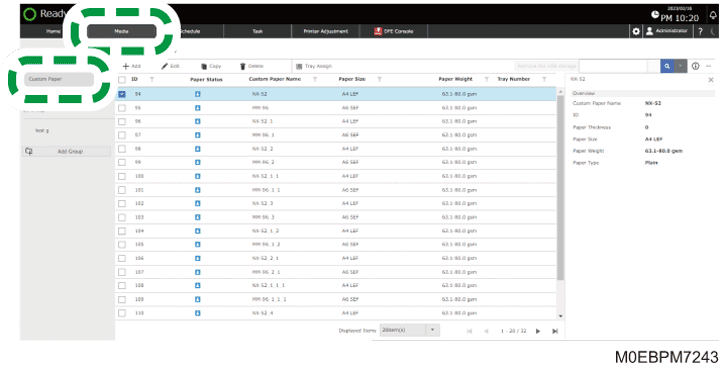 Operation panel screen illustration