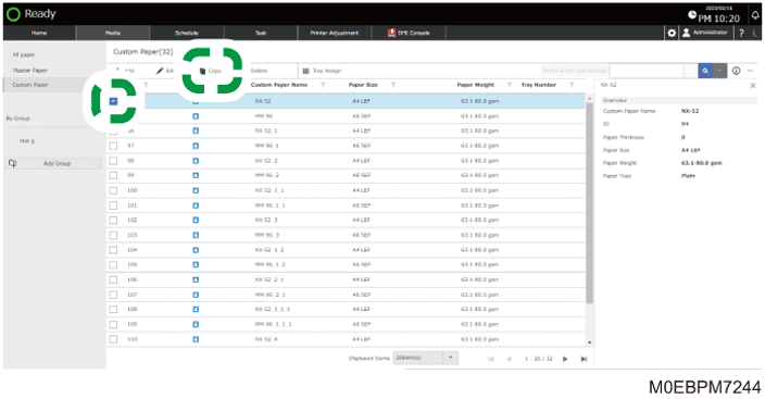 Operation panel screen illustration