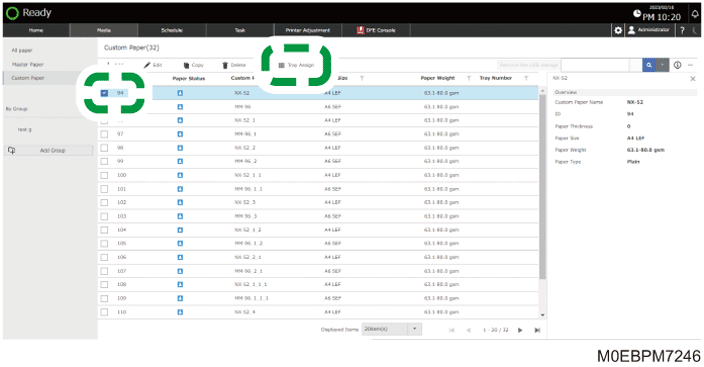 Operation panel screen illustration