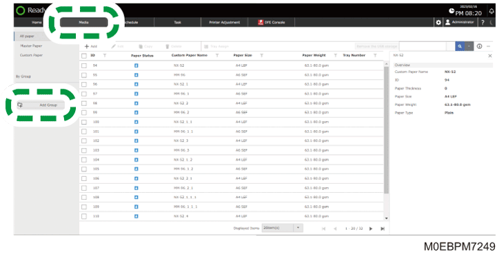 Operation panel screen illustration