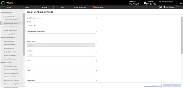 Operation panel screen illustration