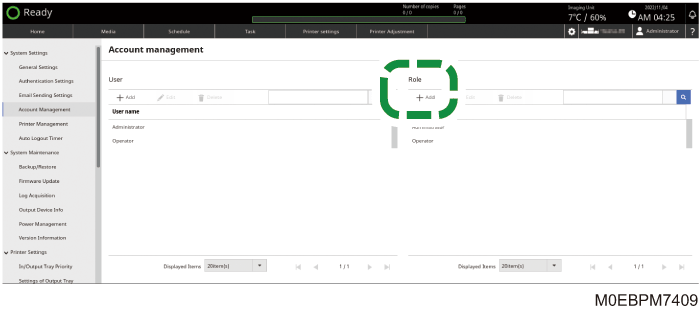 Operation panel screen illustration