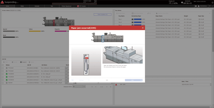 Operation panel screen illustration