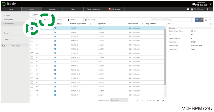 Operation panel screen illustration
