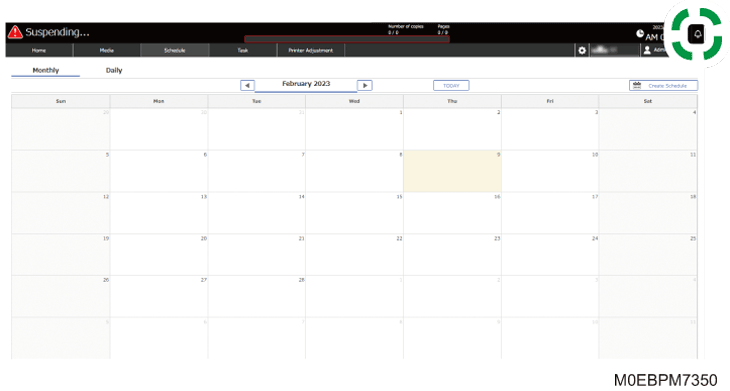 Operation panel screen illustration