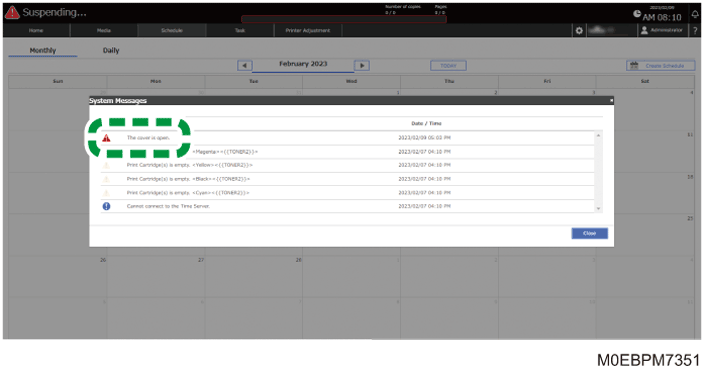 Operation panel screen illustration