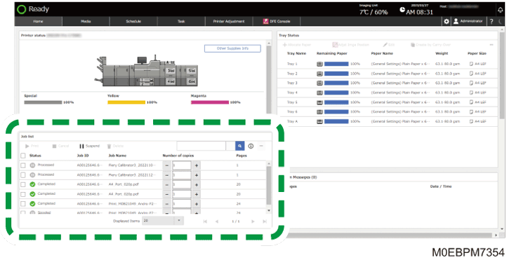 Operation panel screen illustration