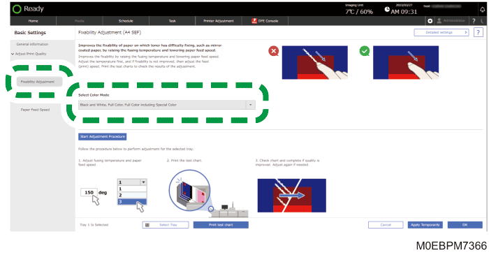 Operation panel screen illustration