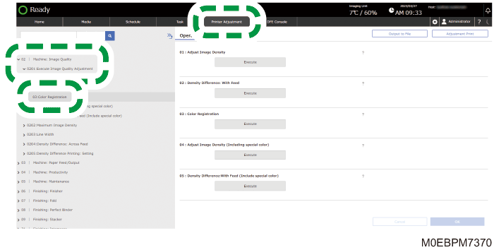 Operation panel screen illustration