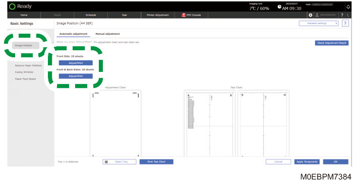 Operation panel screen illustration