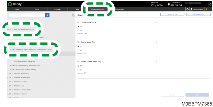 Operation panel screen illustration
