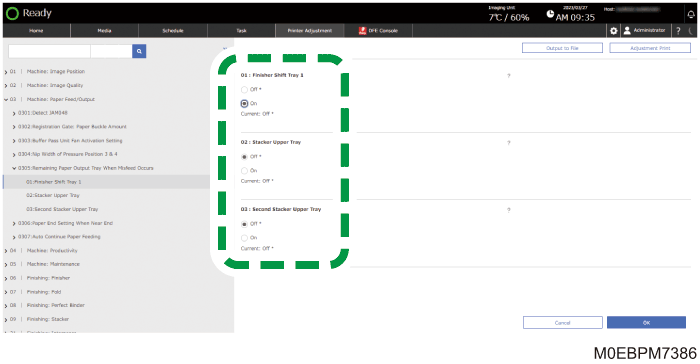 Operation panel screen illustration